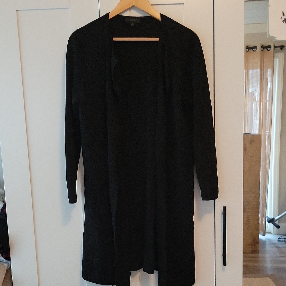 J. Crew Black Cardigan Sweater Lightweight Knit